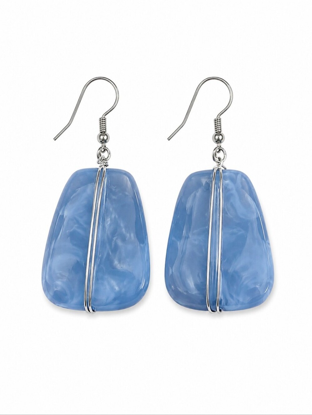 3/$30 Chunky Icy Blue Acrylic Mod Dangle Hook Earrings